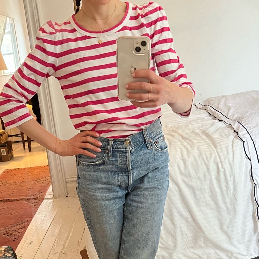 J.Crew Puff Sleeves Stripped T-Shirt in size XXS